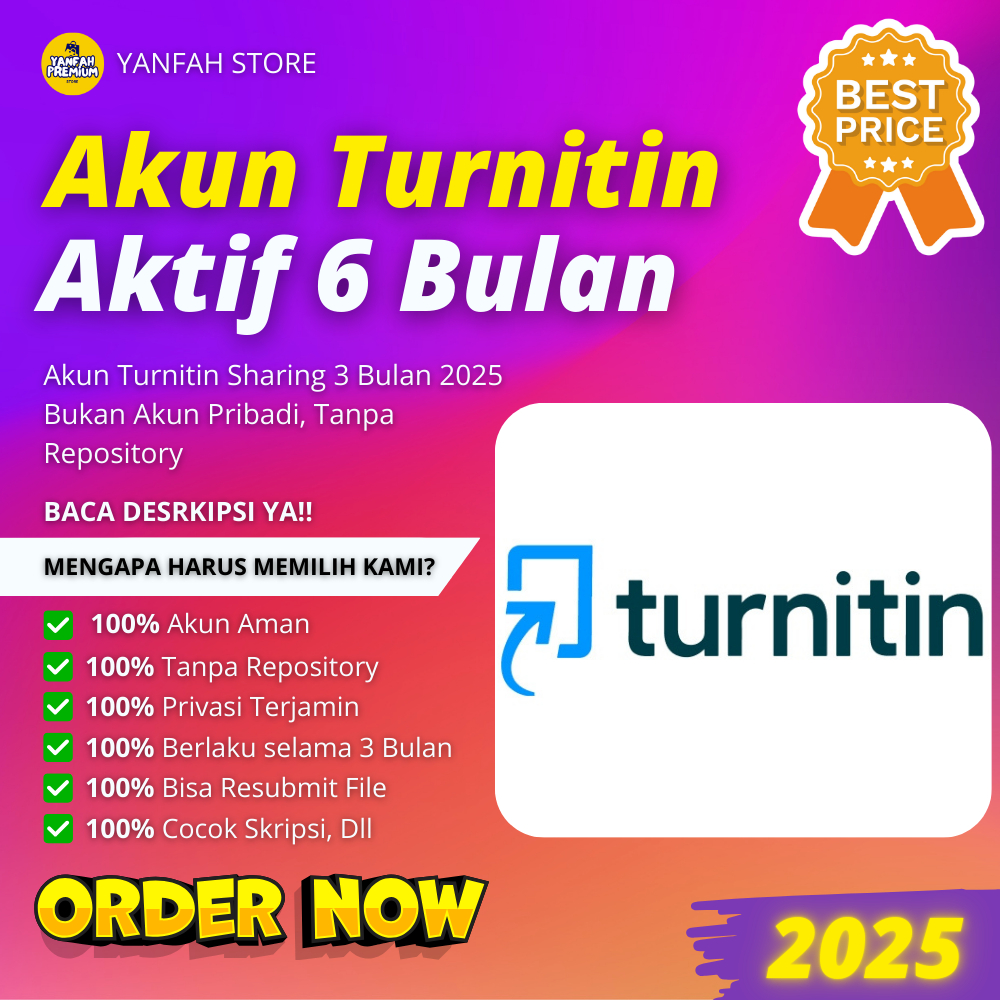 [BARU 2026] 6 BULAN AKUN TURNITIN PRIBADI (tanpa repository, bukan akun sharing, siap pakai)