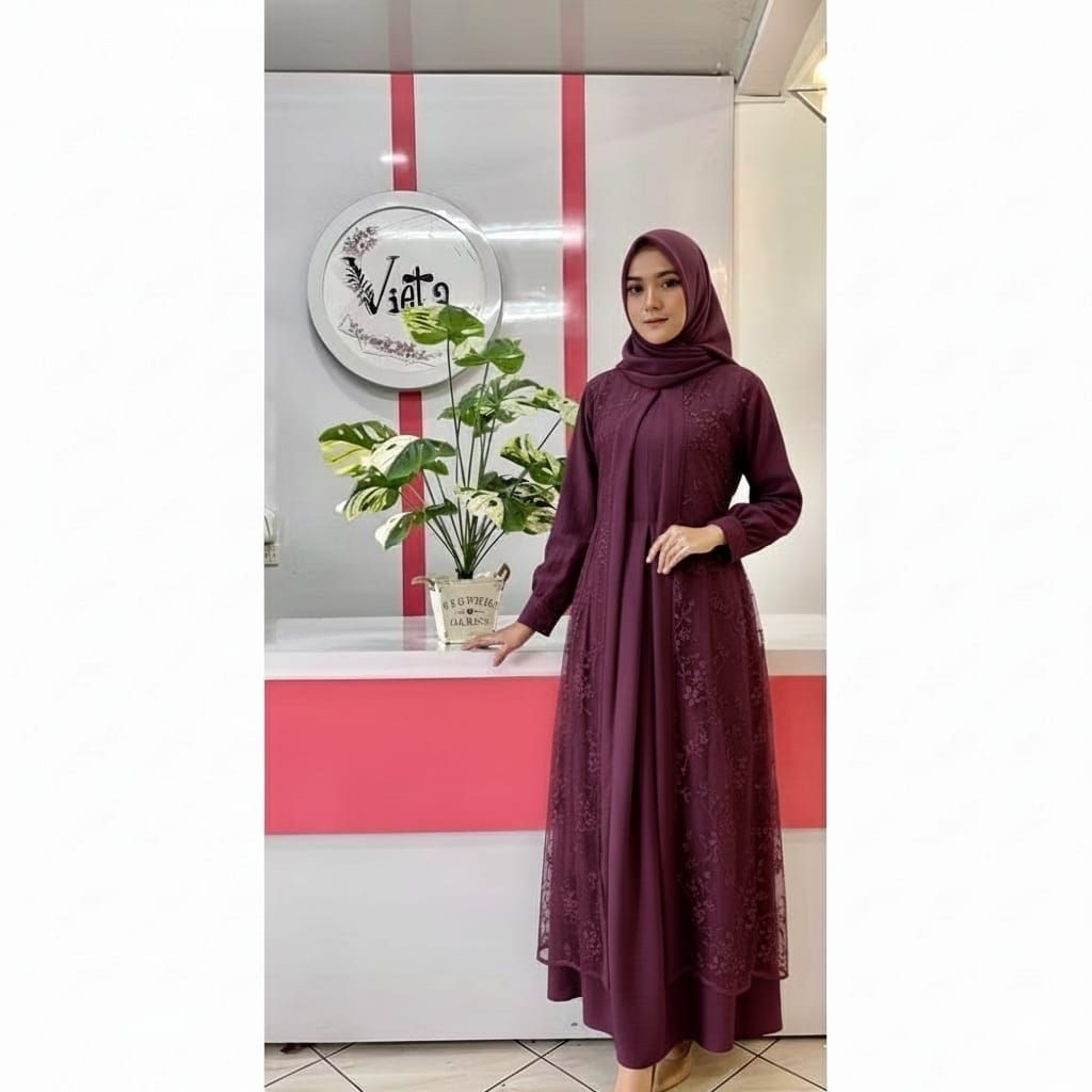 SALE GAMIS BROKAT PREMIUM JAHITAN BUTIK