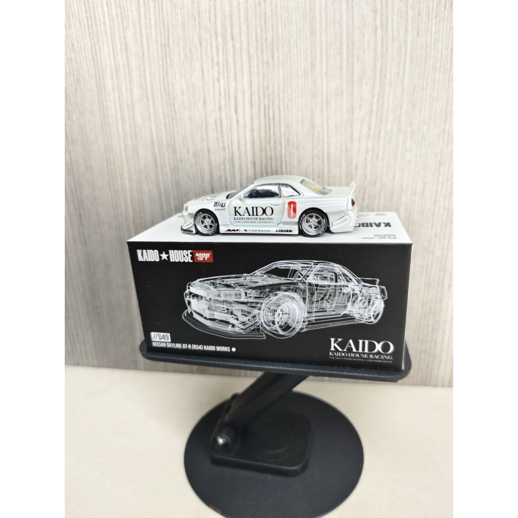 Mini GT Kaido House Nissan Skyline GTR R34 KaidoWorks V2 White KHMG O49 Unsealed putih