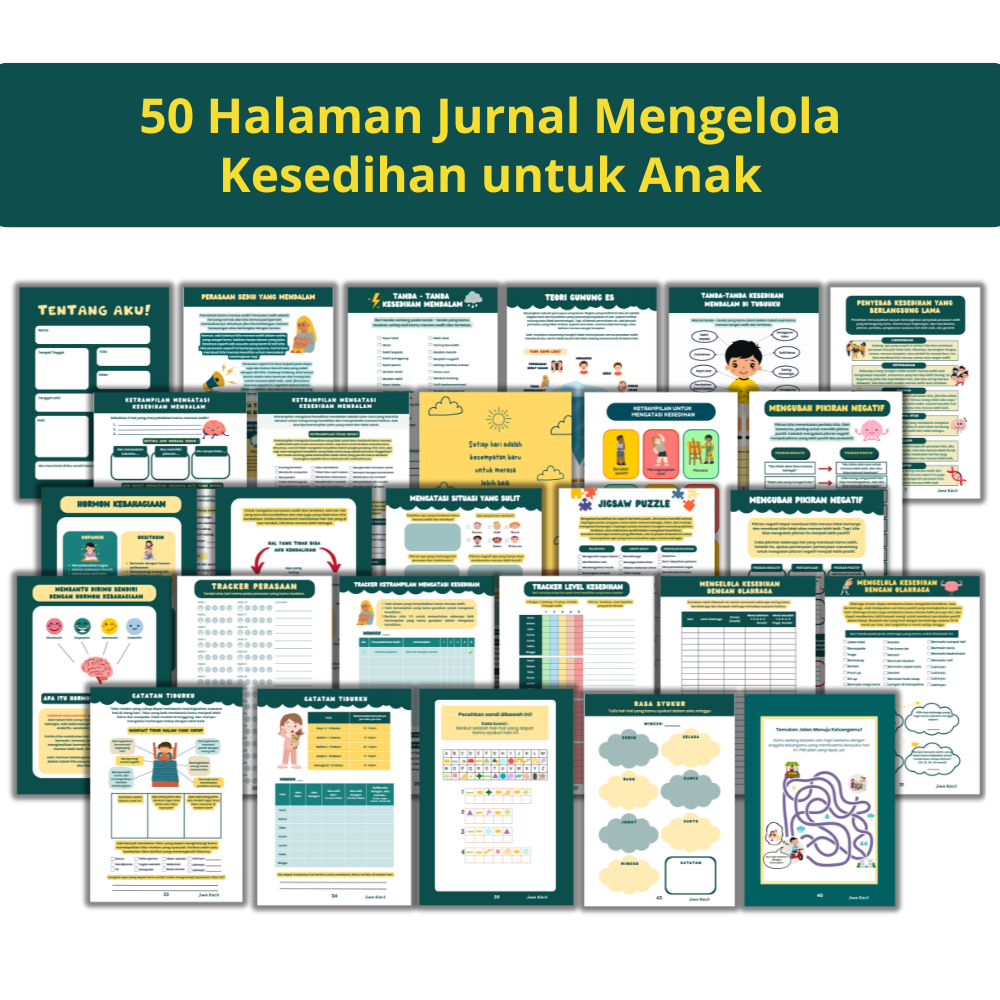 Activity book anak jiwa kecil, buku kumpulann worksheet untuk mengelola rasa sedih anak