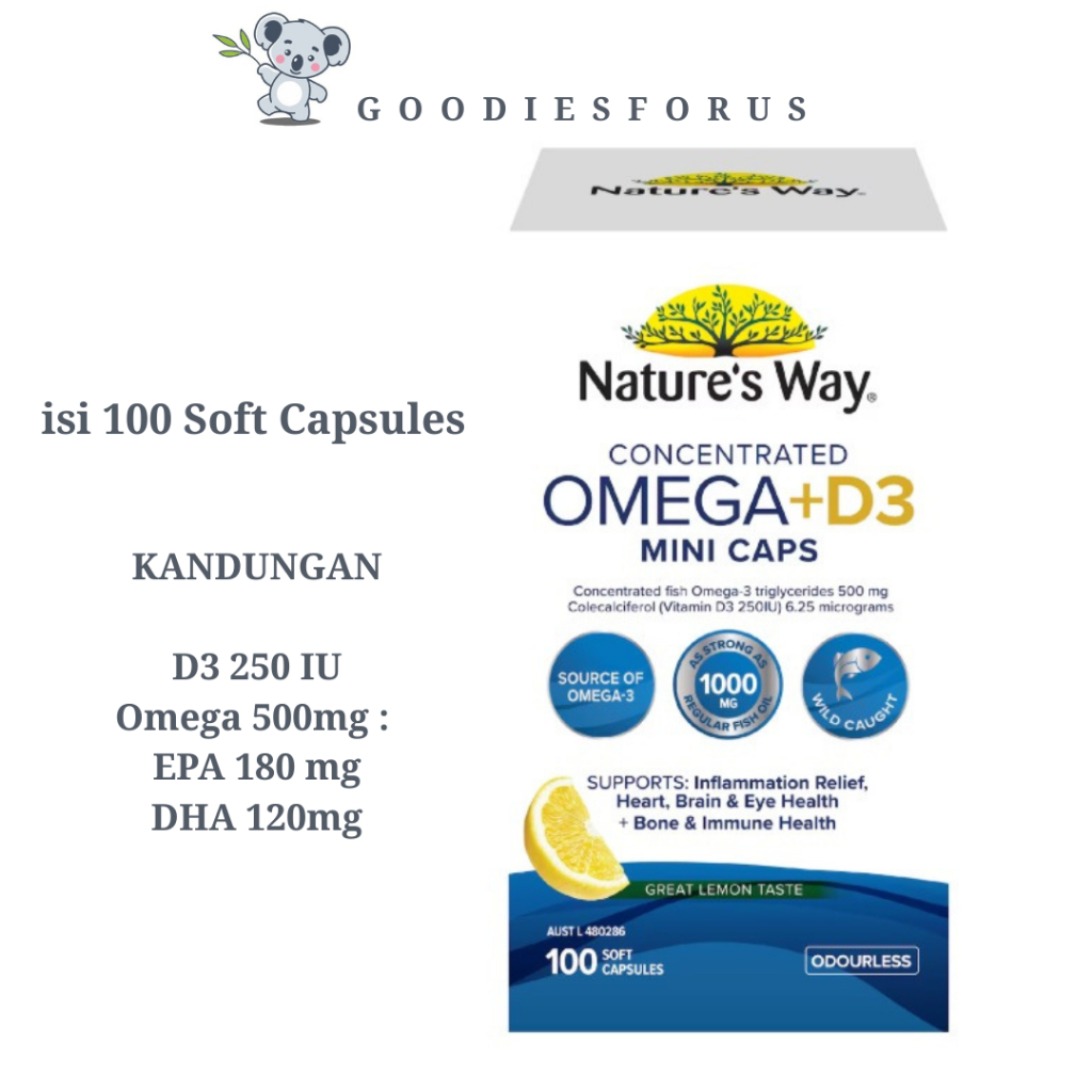 Nature's Way Fish Oil Omega + D3 Mini Capsules 100mg/Nature's Way Concentrated Omega Fish Oil + D3 M