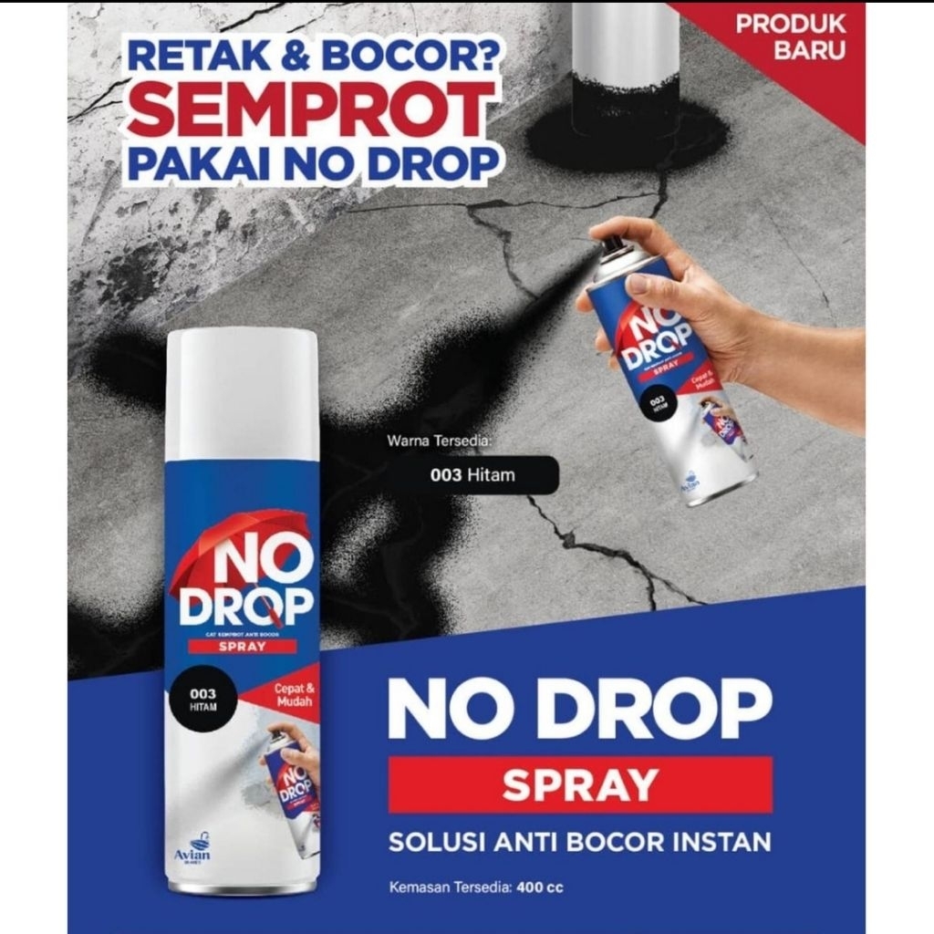 No Drop Spray - Solusi Anti Bocor Instan Warna Hitam 003 Retak & Bocor Semprot Pakai No Drop Produk 