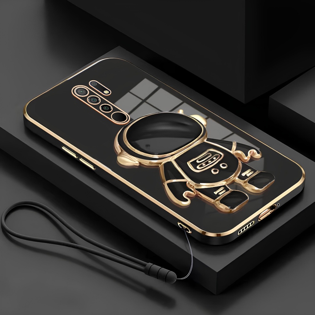 Soft Case Xiaomi Redmi 9 9C 10A 4G Casing Silikon Dudukan Lipat Astronot Plating Free Tali Lanyard G