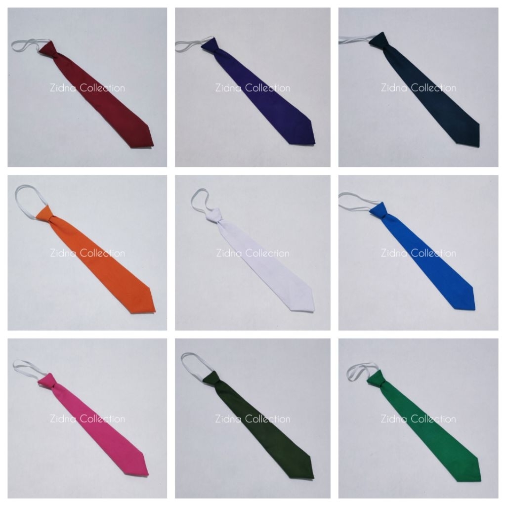 Zidna Collection Dasi Instan Panjang Warna Navy Biru Benhur Hijau Ungu Oranye Pink Merah Maron Putih