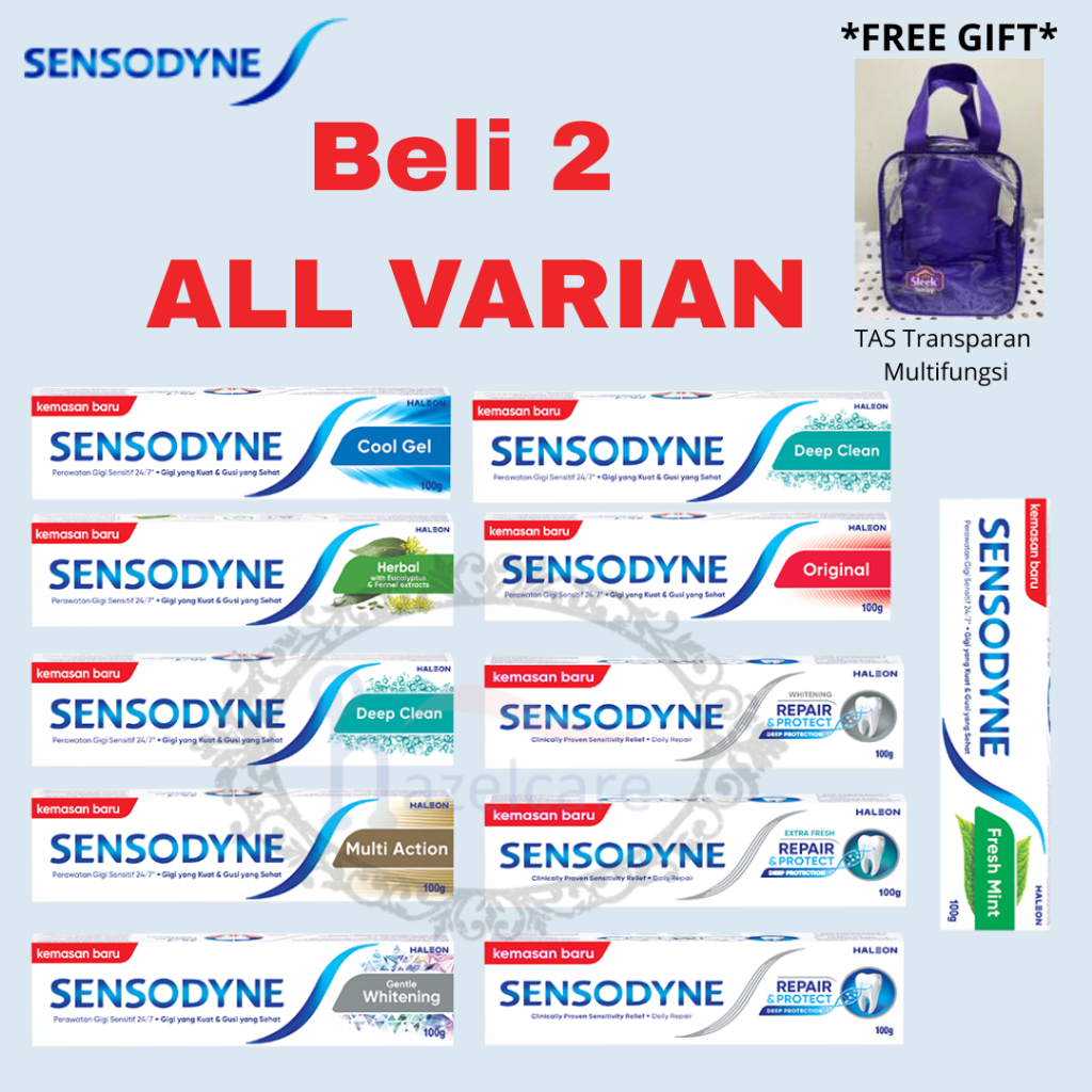 *HAZELCARE* SENSODYNE Protection Original Multi Action Fresh Mint Herbal Cool Gel 60gr 100gr 160gr