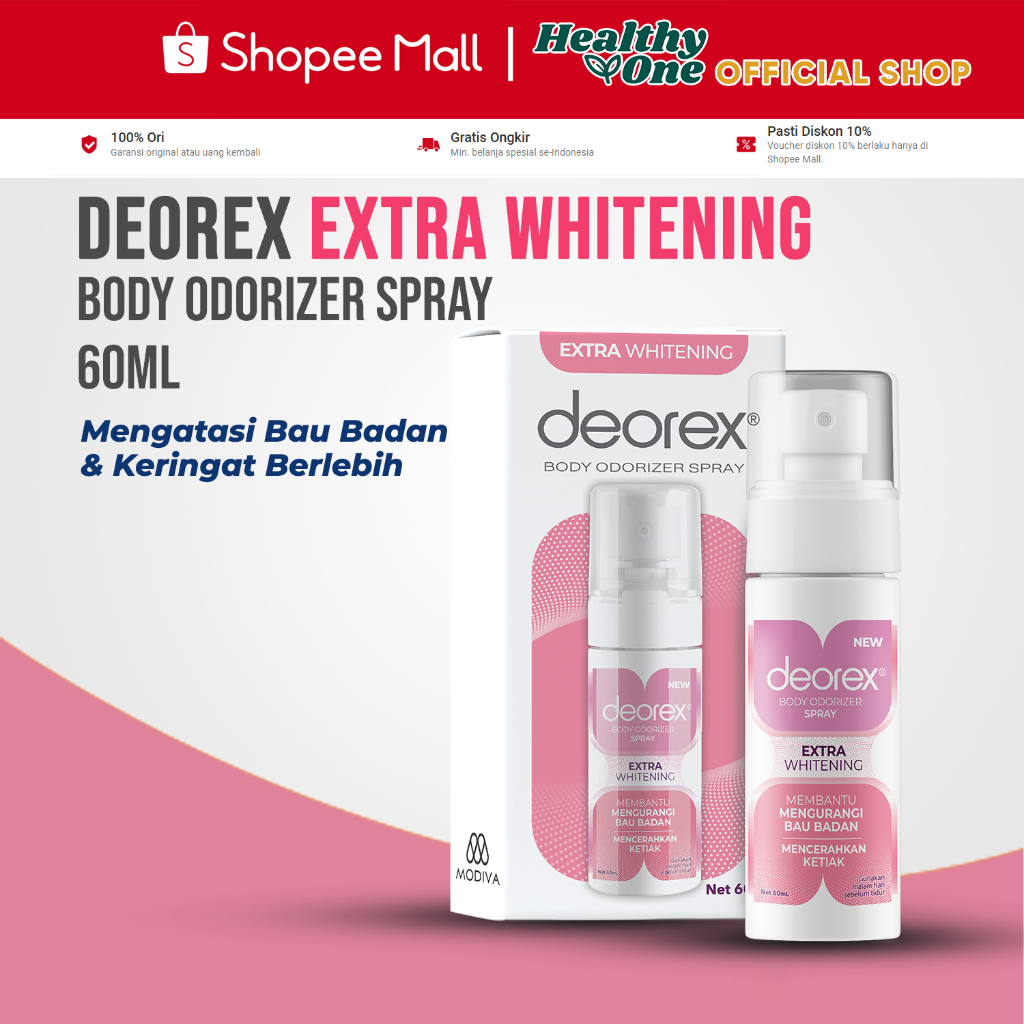 Deorex Body Odorizer Extra Whitening 60 ml / Pengganti Deodorant / Bau Ketiak / Bau Badan