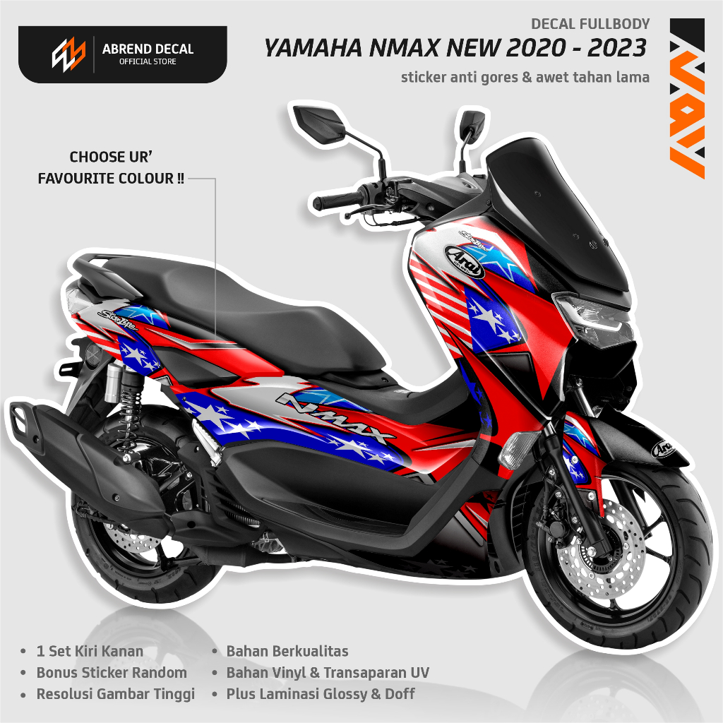 Decal Fullbody Yamaha Nmax 2020 - 2023 Livery Arai Starline Custom / Sticker Vinyl Anti Gores