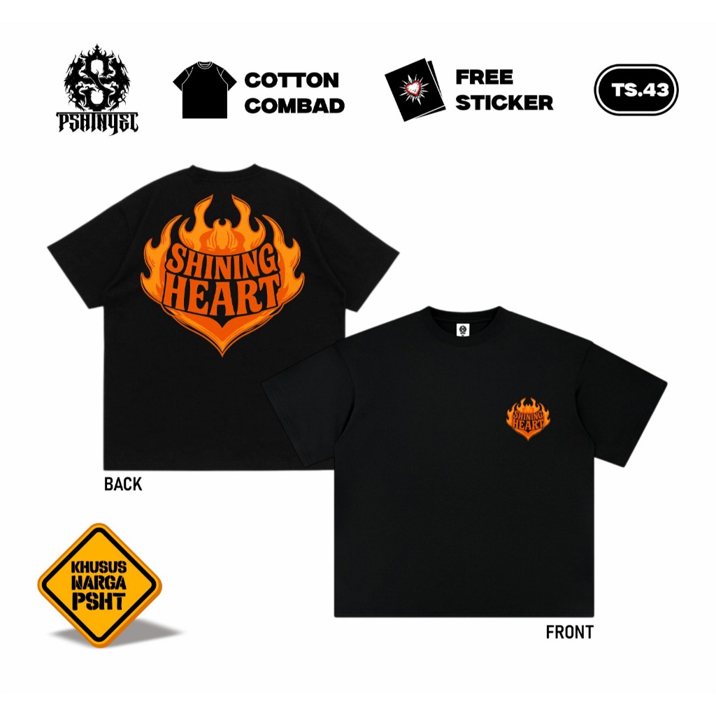 Kaos Shining Heart Sh Terate Baju Distro Psht Original PSHTNYEL Desain Simpel Terbaru