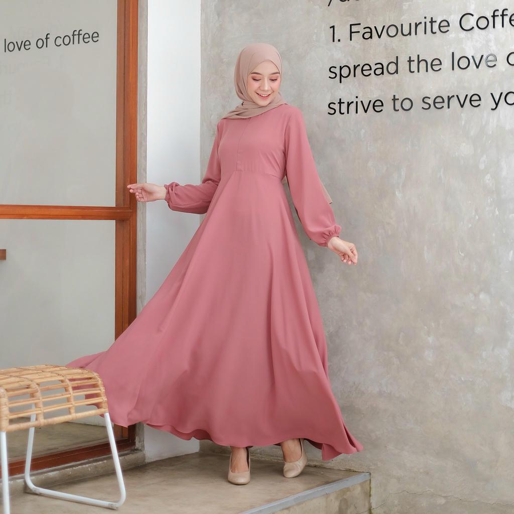 Baju Gamis Dress Wanita Alana Dress Crinkle Airflow Baju Muslim