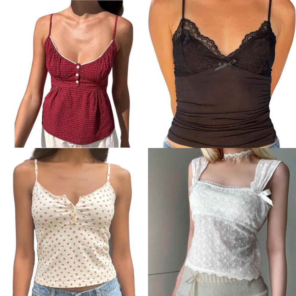 (update new premium) top spring/summer coquete himekaji shoujo fairycore milkmaid Kawai vintage Japa