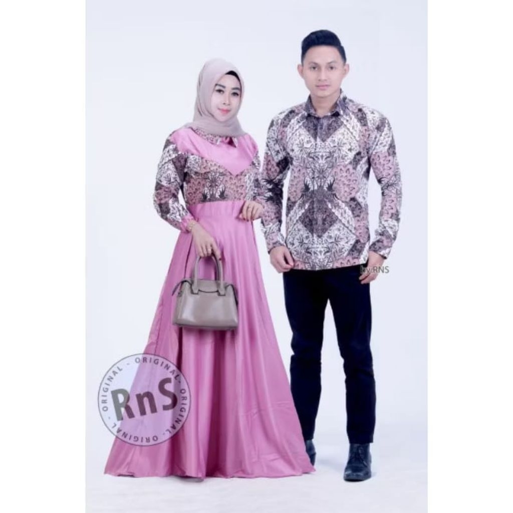 Gamis Batik Couple Baju Pasangan Katun Premium