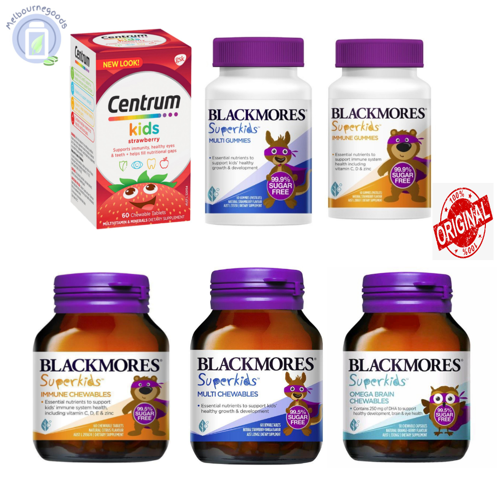 Centrum Kids Strawberry - 60 Chewable Tablets/Blackmores Multi/Immune/Omega Brain Chewable/Immune/Mu