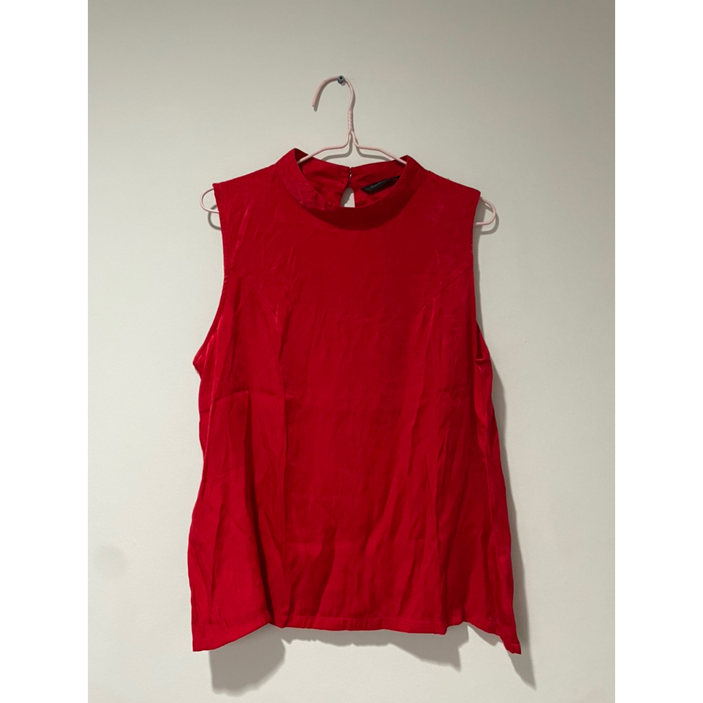 Kaos Blouse The Executive Atasan Inner Merah Polos Formal Casual Tanpa Lengan Premium Mewah Top Wani