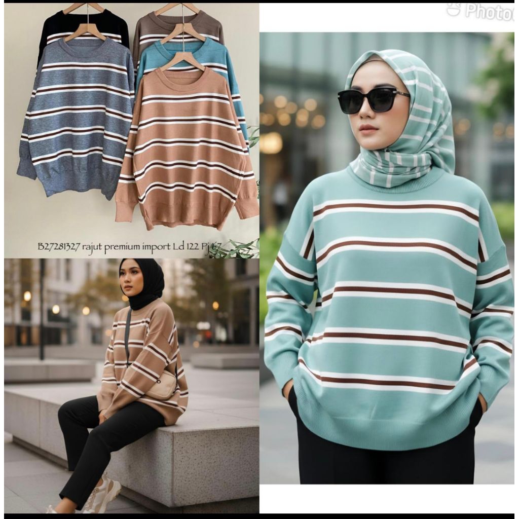 Real pic ORIGINAL dan TERMURAH Blouse Rajut tebal PREMIUM IMPORT / Atasan Oversize rajut PREMIUM But