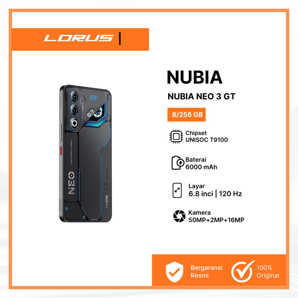 Nubia Neo 3 GT 8/256GB 5G l UNISOC T9100 l Kapasitas baterai 6000 mAh