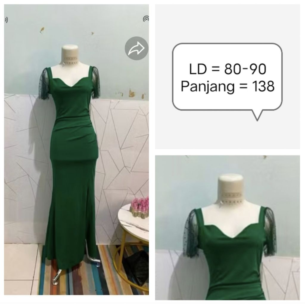 Gaun Mewah Hijau Botol