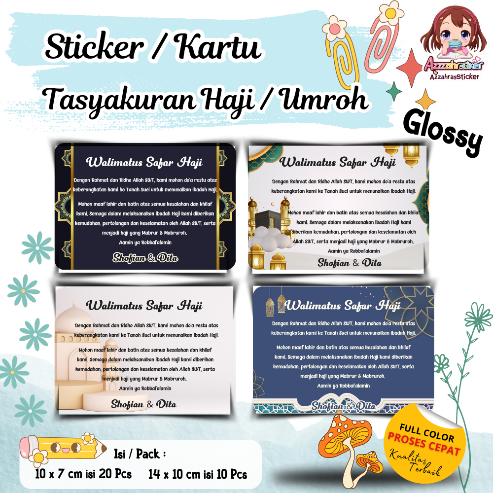 (isi 20pcs,10pcs) P3 Kartu /Stiker Tasyakura haji & umroh/walimahtul haji dan umroh/isi 20pcs/Label 