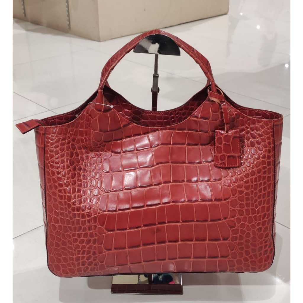 CHEKLI - Tods Merah Croco Glossy Tas Wanita Kulit Asli