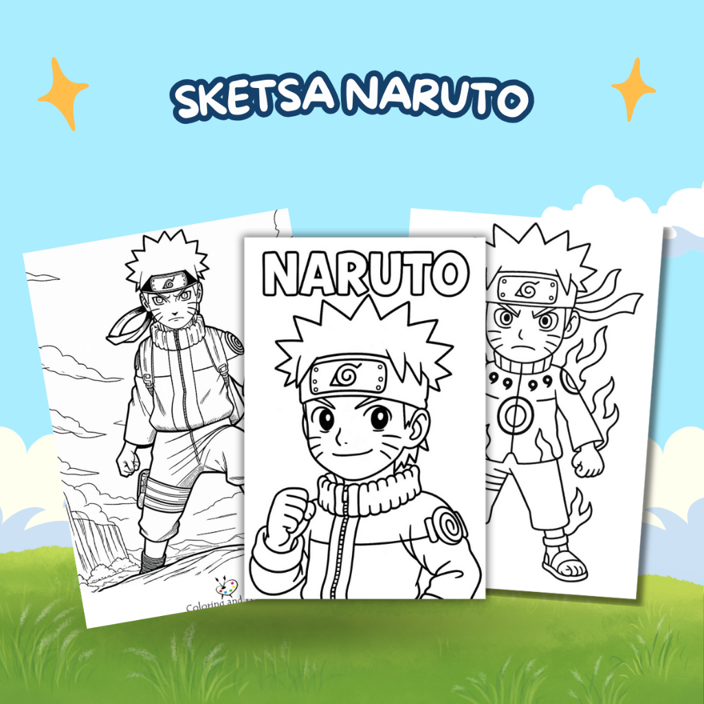 Sketsa Gambar Mewarnai Untuk Anak Paud dan TK Tema Naruto (Random)