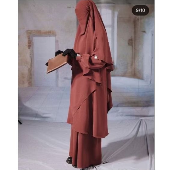 ELMADINA Abaya JAKSET PLUS French Khimar FK HUDA elmadina  WARNA CINNAMON