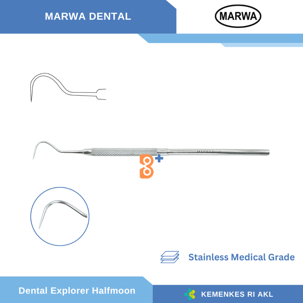 Sonde Halfmoon / Dental Explorer Halfmoon / Sonde Bengkok