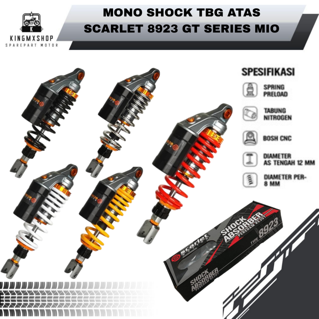 Mono Shock Breaker Tabung Atas Mio 8923 GT Series 305mm " Original Scarlet " Mono Shock Shockbreaker