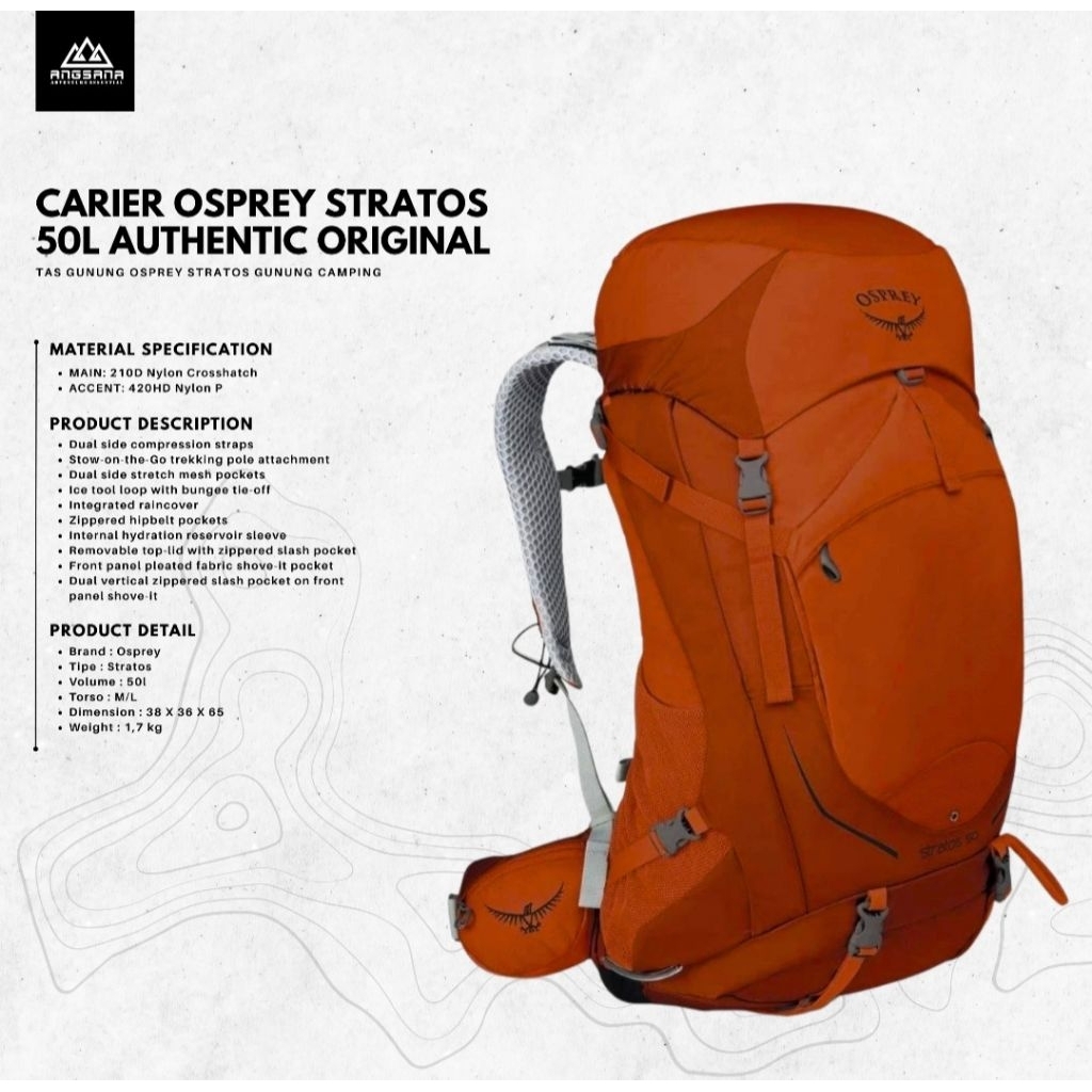 Carrier Osprey Type Stratos 50Liter Orange & Navy