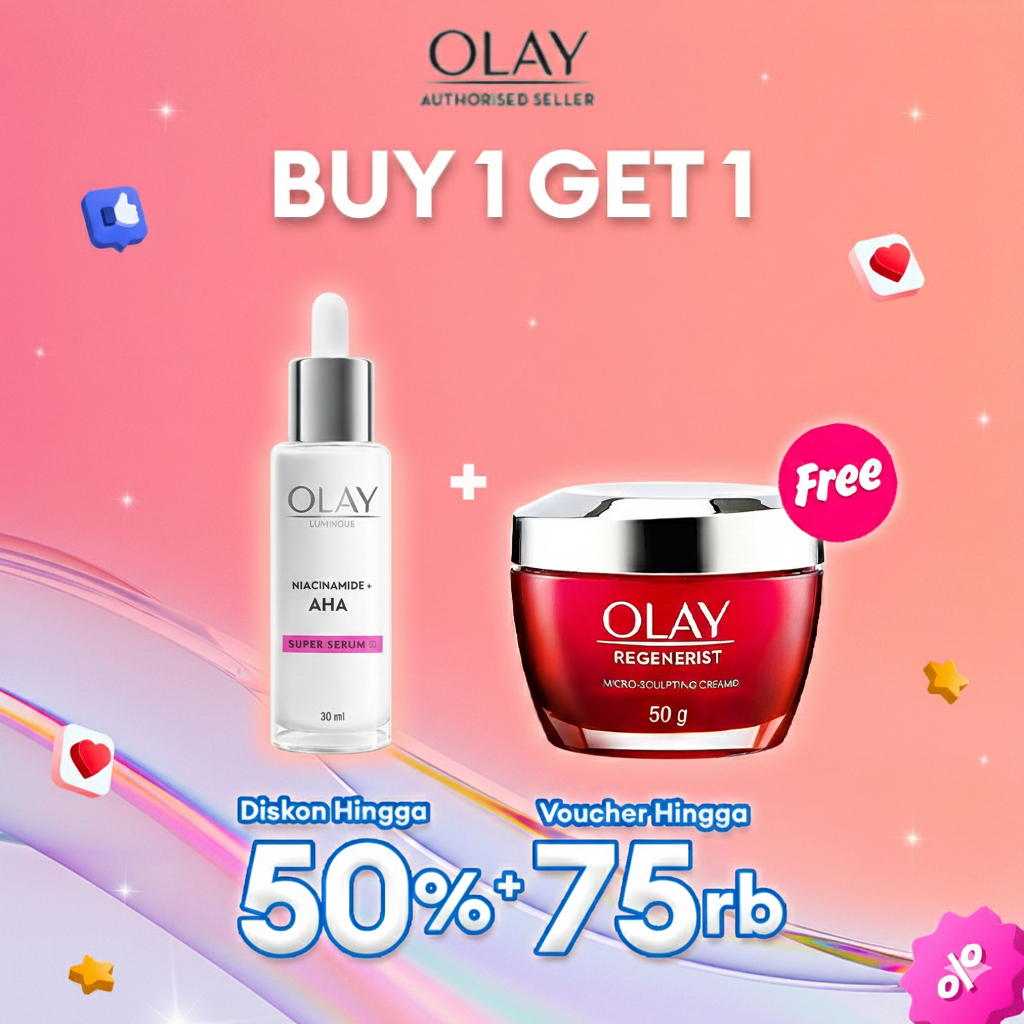 Olay Ritual Serum Luminous Niacinamide + AHA 30ml + Krim Pelembab Regenerist Anti Aging Skin Care 50