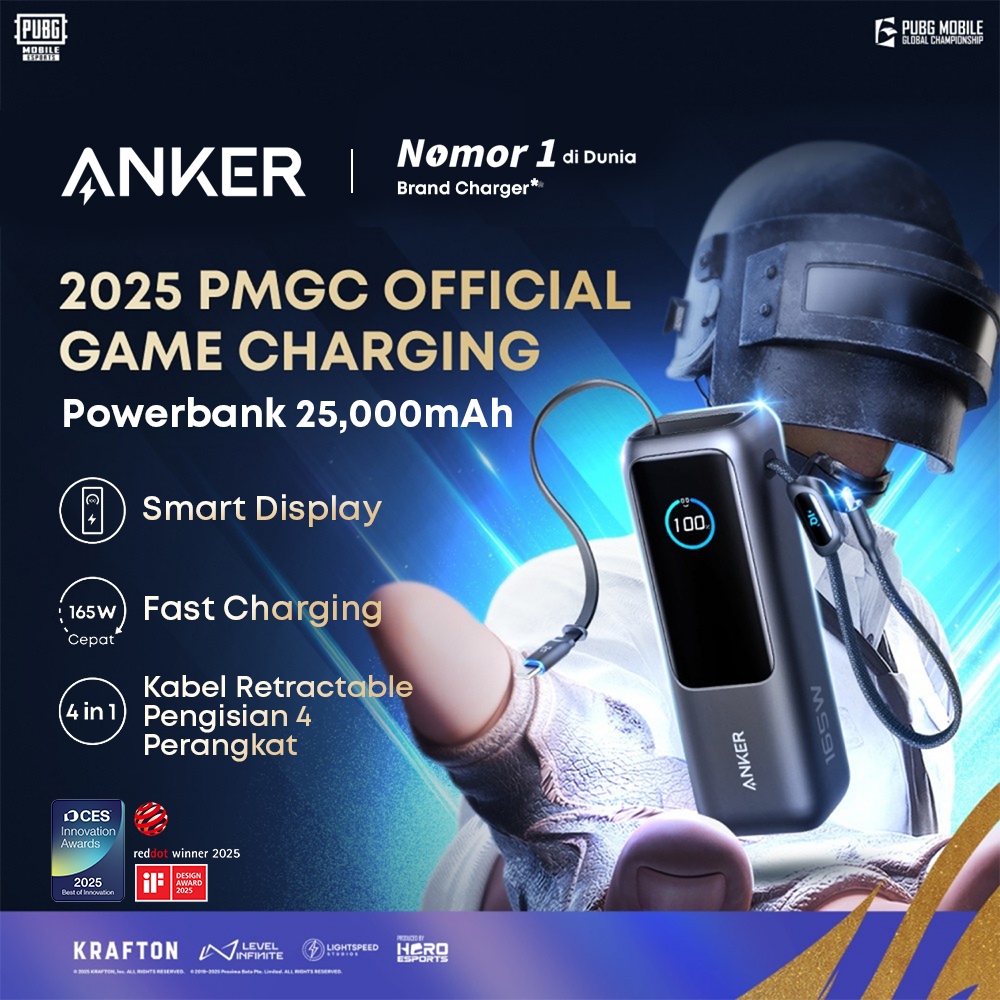 Anker Laptop Power Bank Smart Digital Display Touch 25.000mAh Triple 100W USB-C ports 165W GaN Fast 