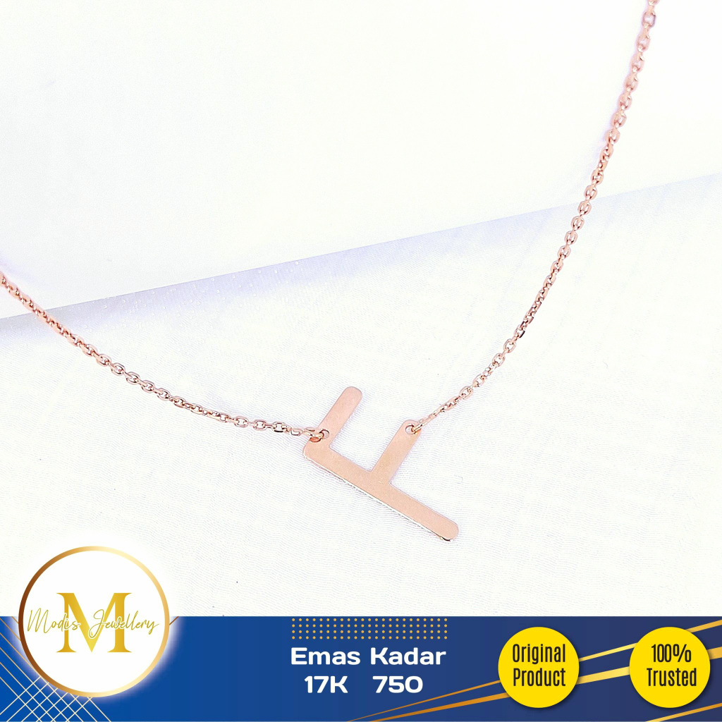 MODIS JEWELLERY - Kalung Alphabet Huruf  "F" Caren Delano Rosegold - Emas 17k 750