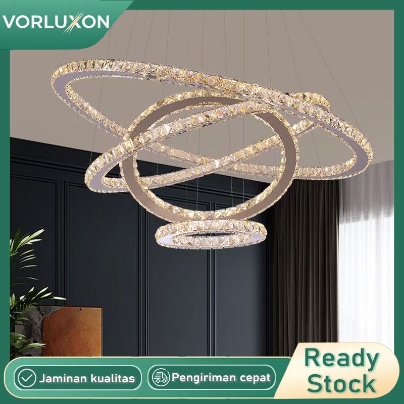 Lampu Gantung Kristal aesthetic Lampu Ruang Makan Kamar Tidur  lampu hias Chandelier bola kristal