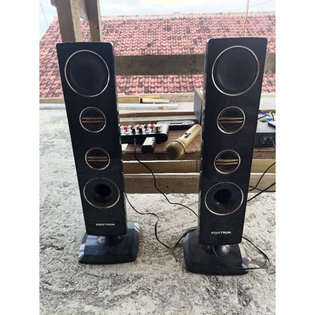 speaker pasif polytron sepasang + kaki Normal 32in