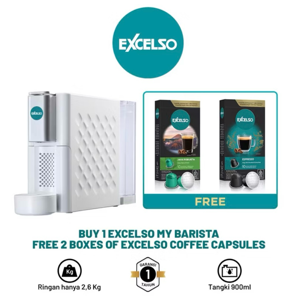PROMO Excelso Mesin Kopi Kapsul Nespresso Compatible My Barista - FREE 2 BOX COFFE CAPSULE