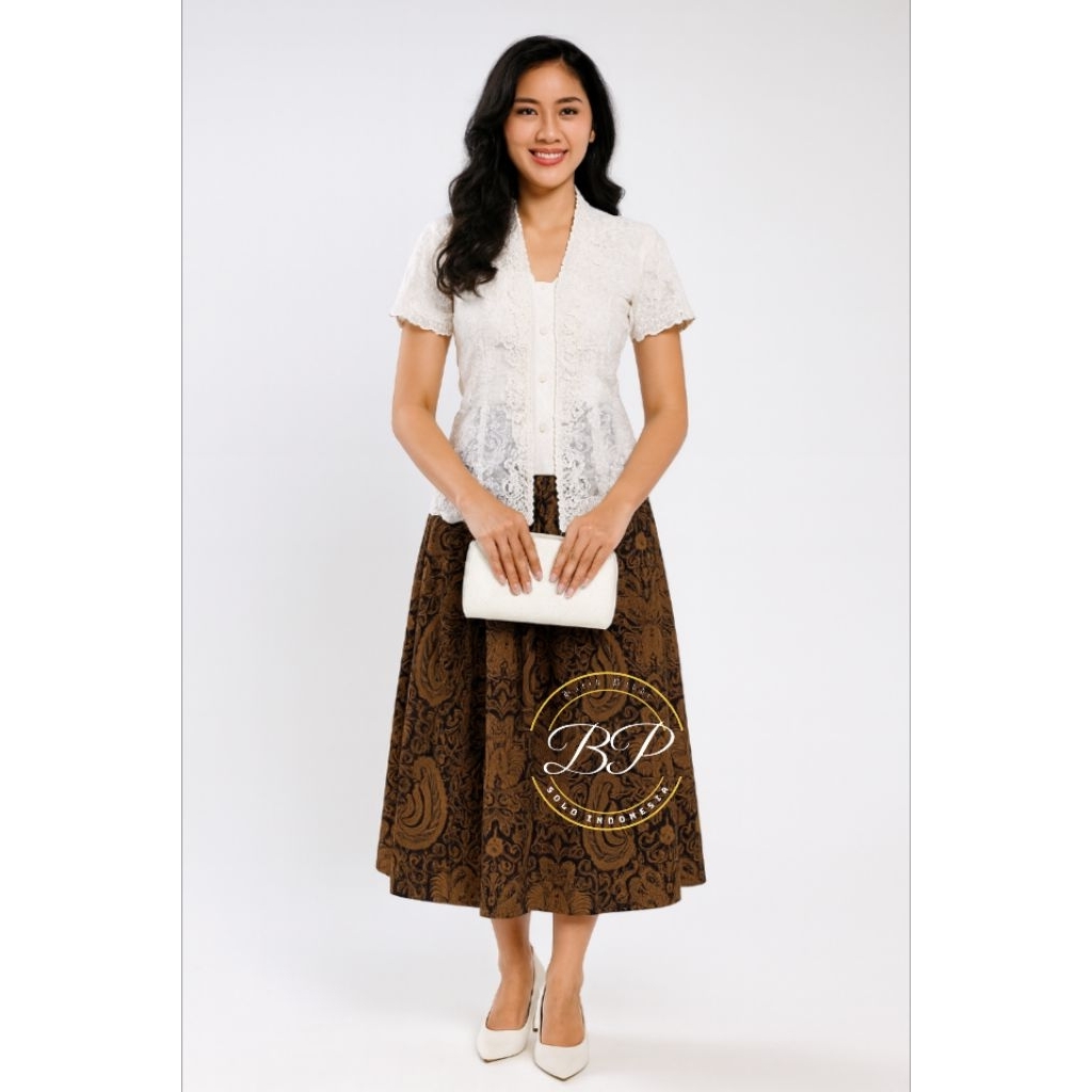BATIKPAKDE - DAGEL Midi Flare Skirt (Rok 7/8) motif Batik Klasik