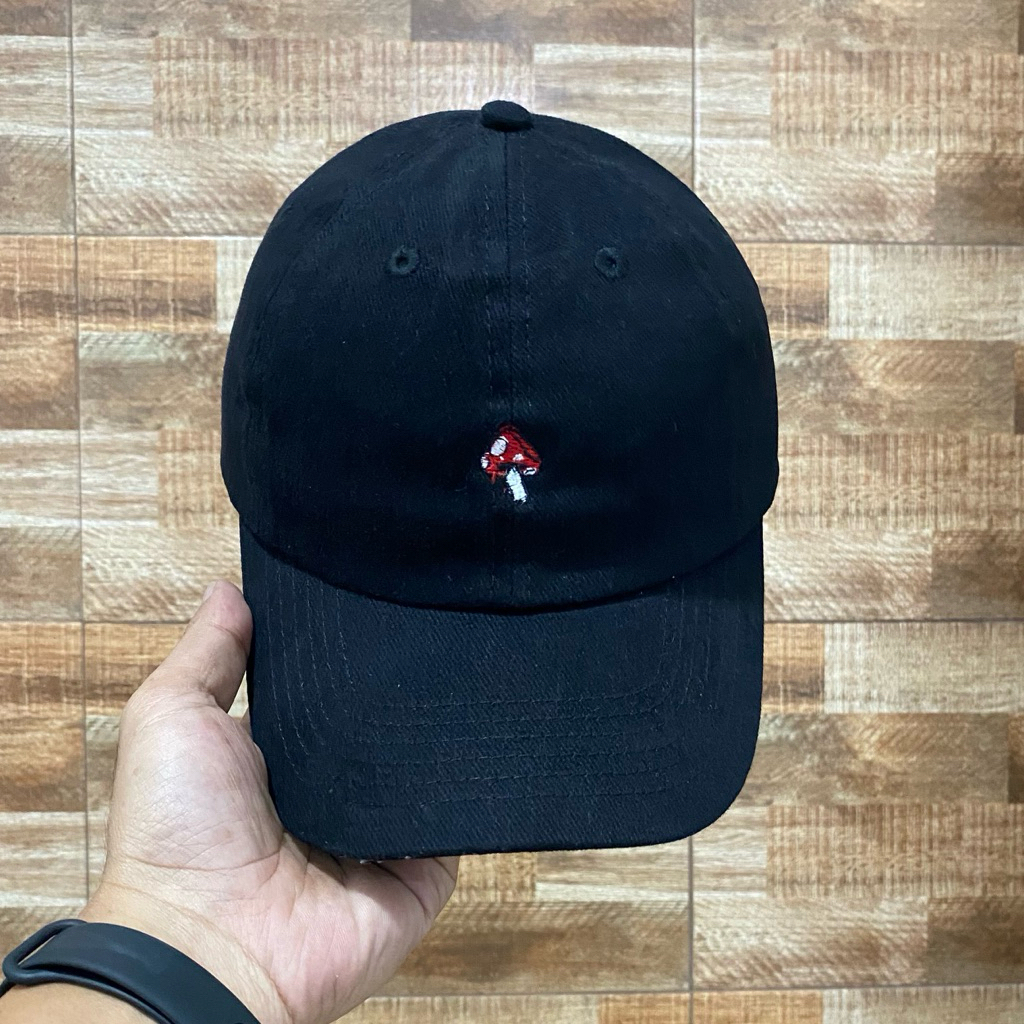Anatomi Polo Caps Topi Polo Topi Denim Topi Katun Polo Hat Polo Cap Topi Pria Wanita Mushroom Hitam