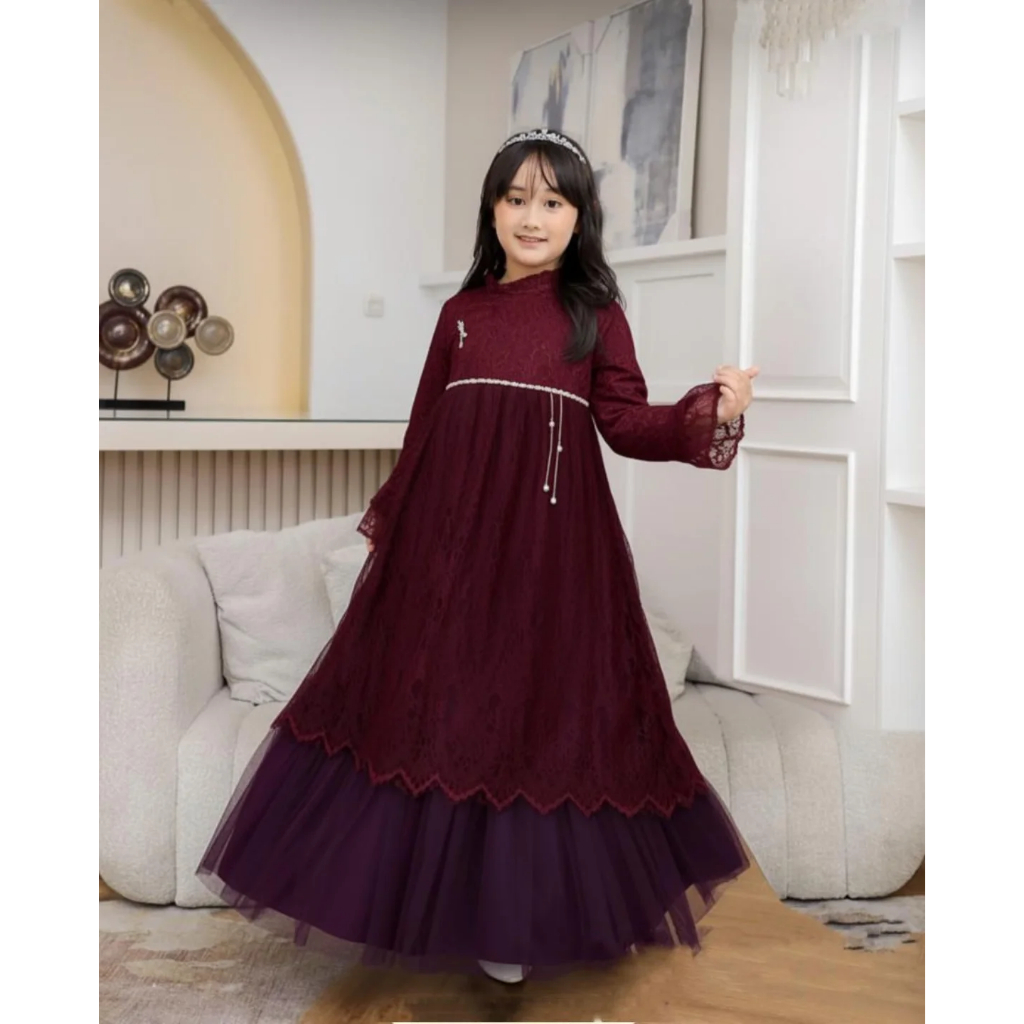 Baju Gamis Anak Couple Brukat Model Mewah Terbaru Dress Anak Perempuan Cantik Gamis Couple Ibu Anak