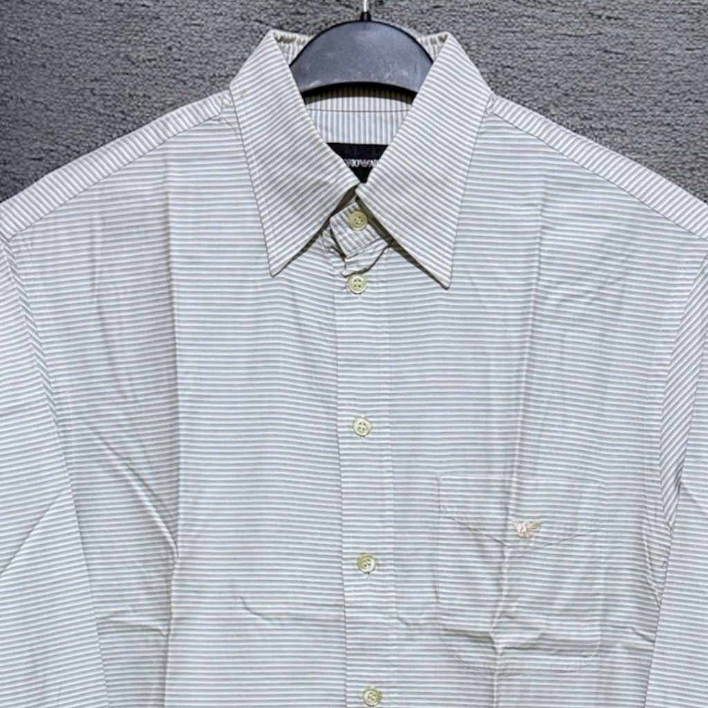 EMPORIO ARMANI Logo Men's Stripped L/S Shirt | Kemeja Formal Pria Salur