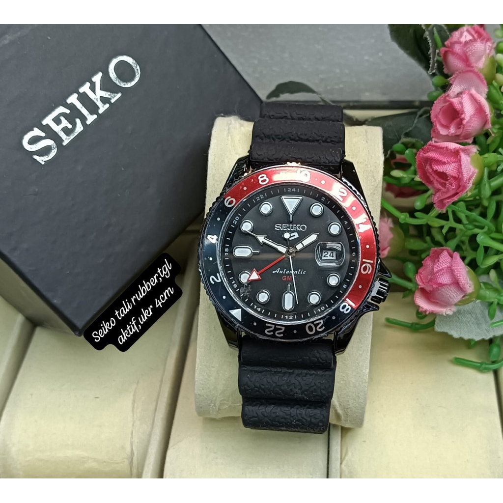 Jam Tangan Luxury Pria Seiko 5 GMT Rubber Strap Real Pict 100%