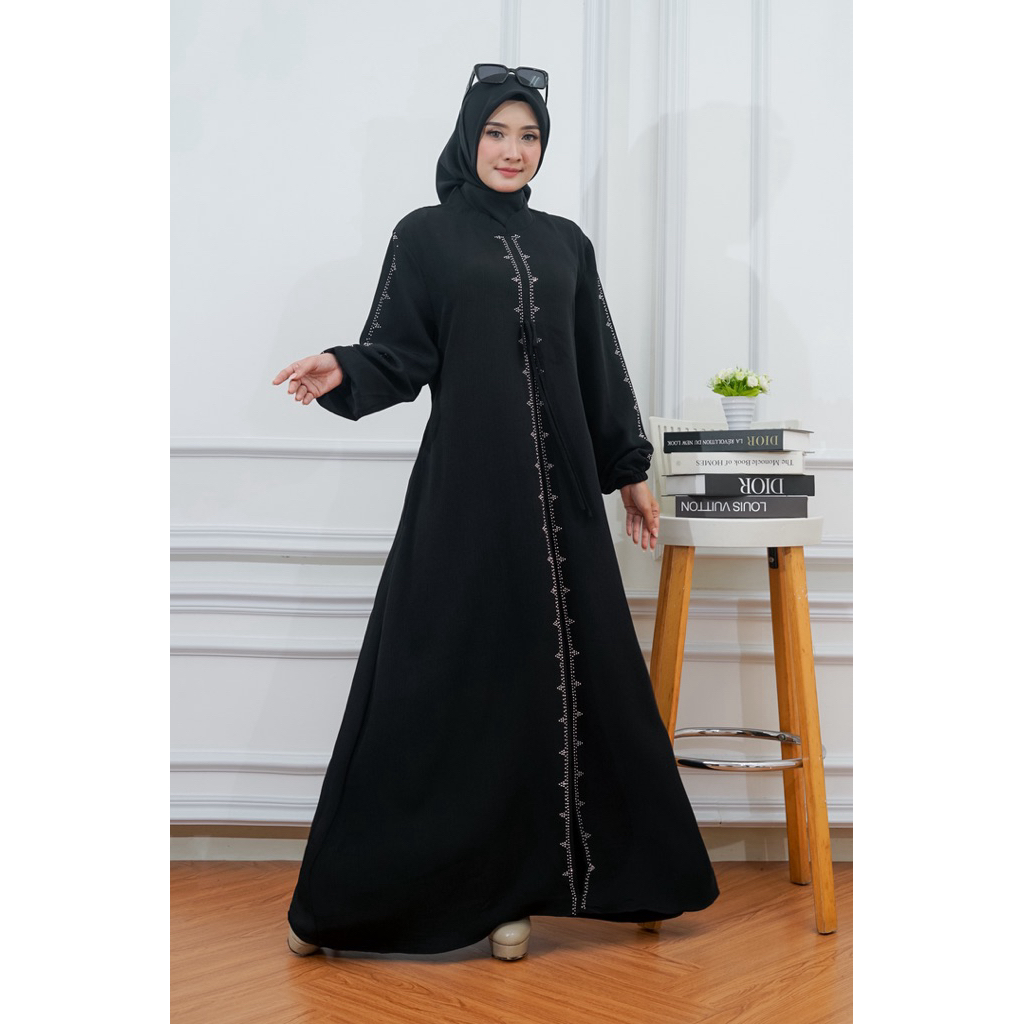 Nayta - Abaya Yoryu Hitam Payet Premium | Gamis Abaya Payet Mewah | Abaya Hitam Payet | Abaya Lebara