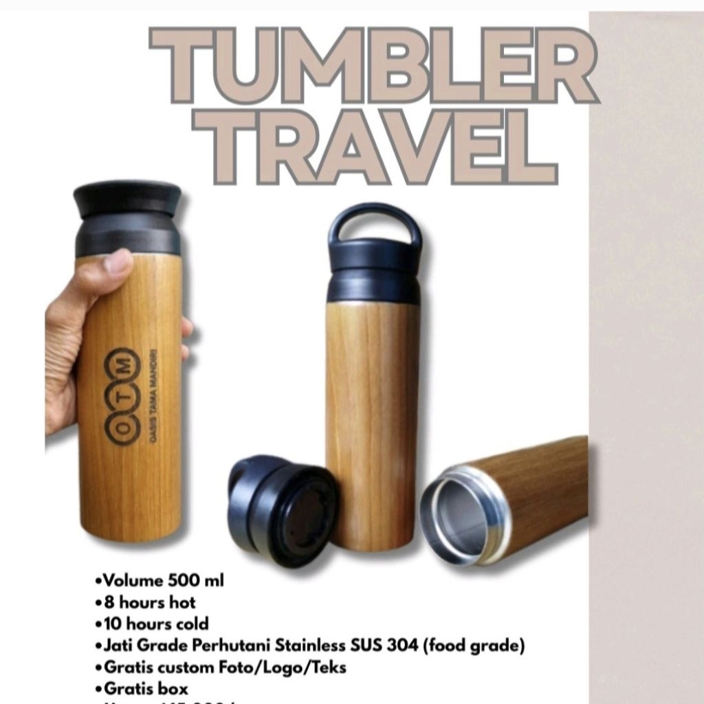 Tumbler Kayu Jati Custom nama Grafir Tumbler Travel