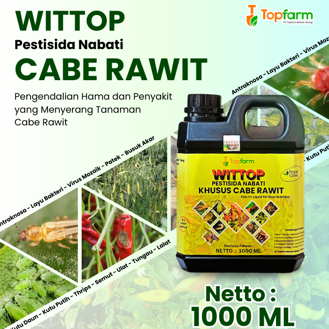 Obat Cabe Topfarm / Obat Patek Cabe Rawit Paling Ampuh / Obat Hama Patek Daun, Bunga, Buah Cabe Rawi