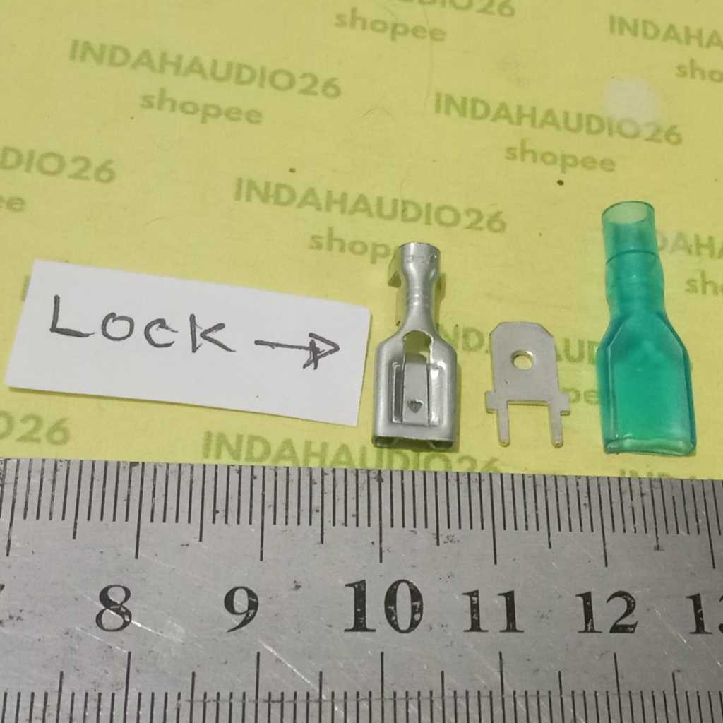 10 SET   LOCK skun pcb 6.3mm male female selongsong karet biru 6,3mm ADA KUNCIAN TEKAN DAN TARIK  UN