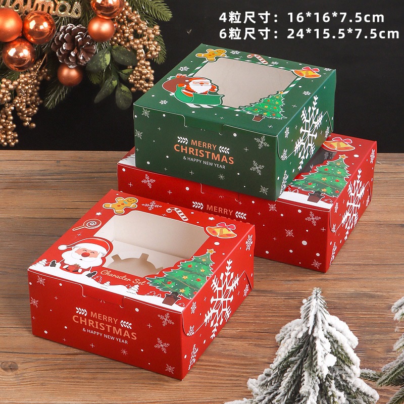 Christmas box Natal Eggtart Box Natal Pie susu pie buah Box Xmas cupcakes isi 2 / 4 / 6 /12 - harga 