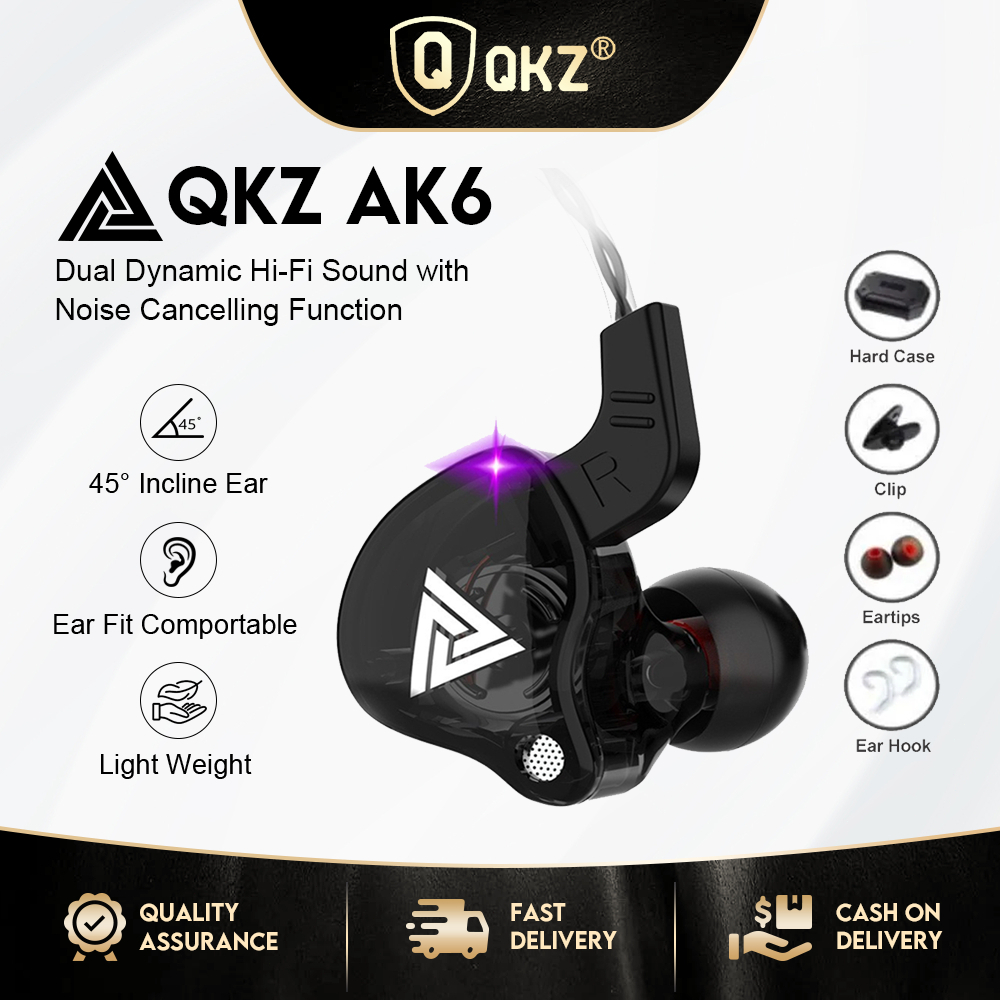 Headset QKZ AK6 QKZ AK6 Pro QKZ AK6 Max dengan Mikrofon In-Ear Monitor Earphone Dinamis Hifi Bass Be