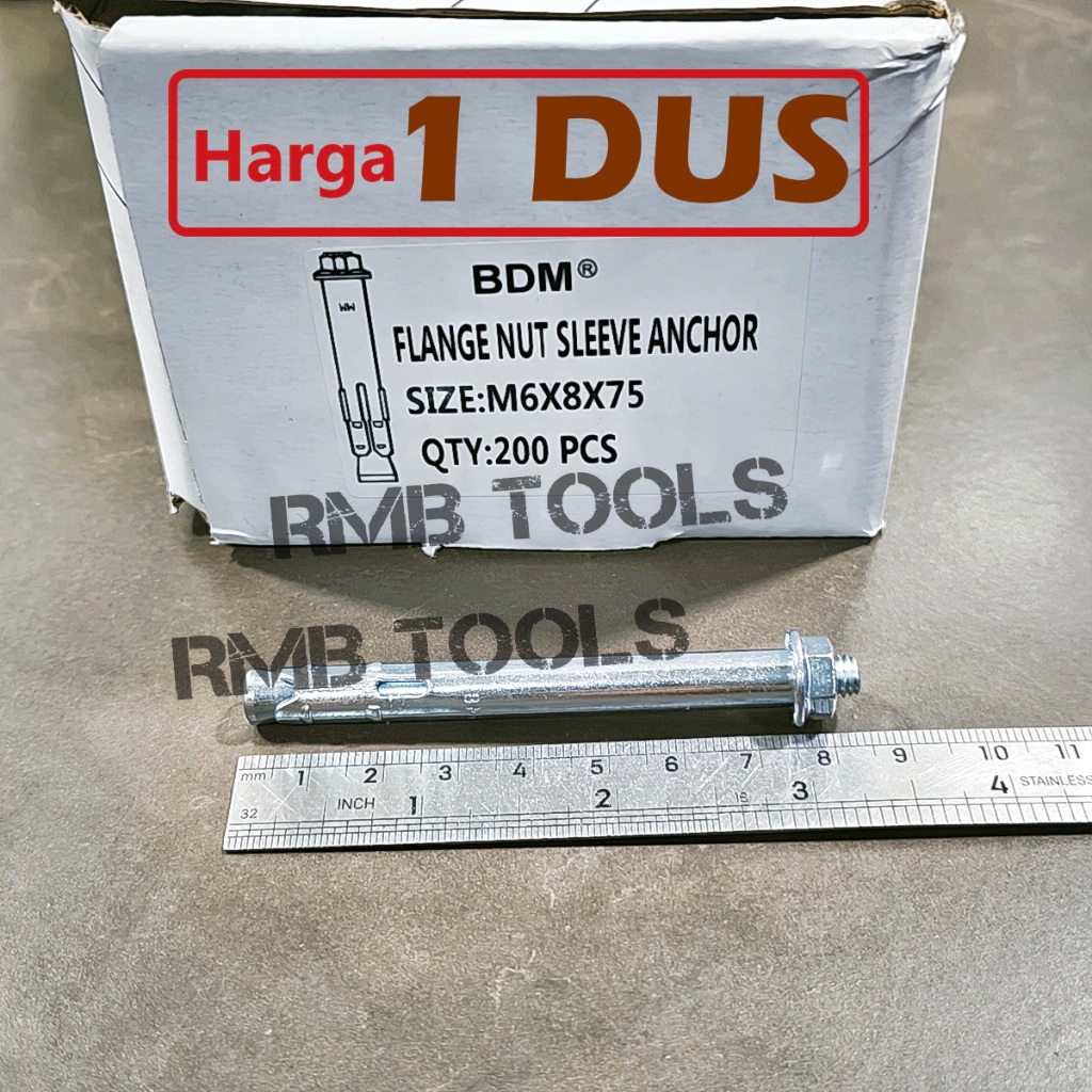 1xDus Baut Dynabolt M8x80 Putih Dinabolt Tanam Tembok Bracket Set 8 x 80 BDP08