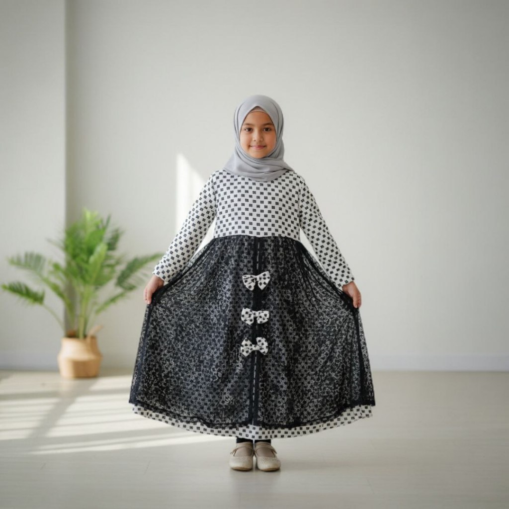 CUCI GUDANG, Special promo Gamis anak perempuan bahan cringkle kombinasi brokat | Gamis anak murah