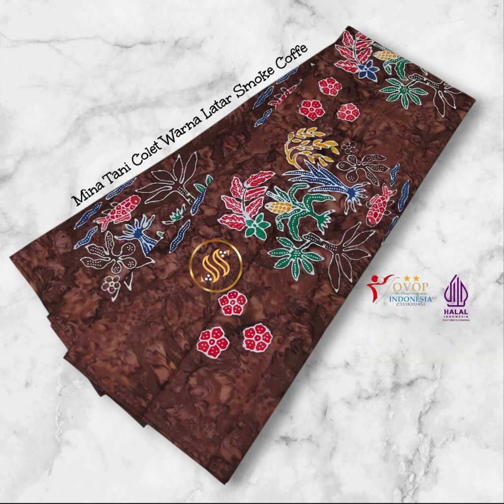 Kain Batik Tulis Bakaran Asli Pati Motif Mina Tani Latar Smoke