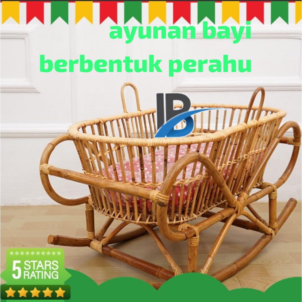 ayunan bayi pita rotan pita, ayunan anak baby, ayunan minimalis tidur bayi model perahu / pita