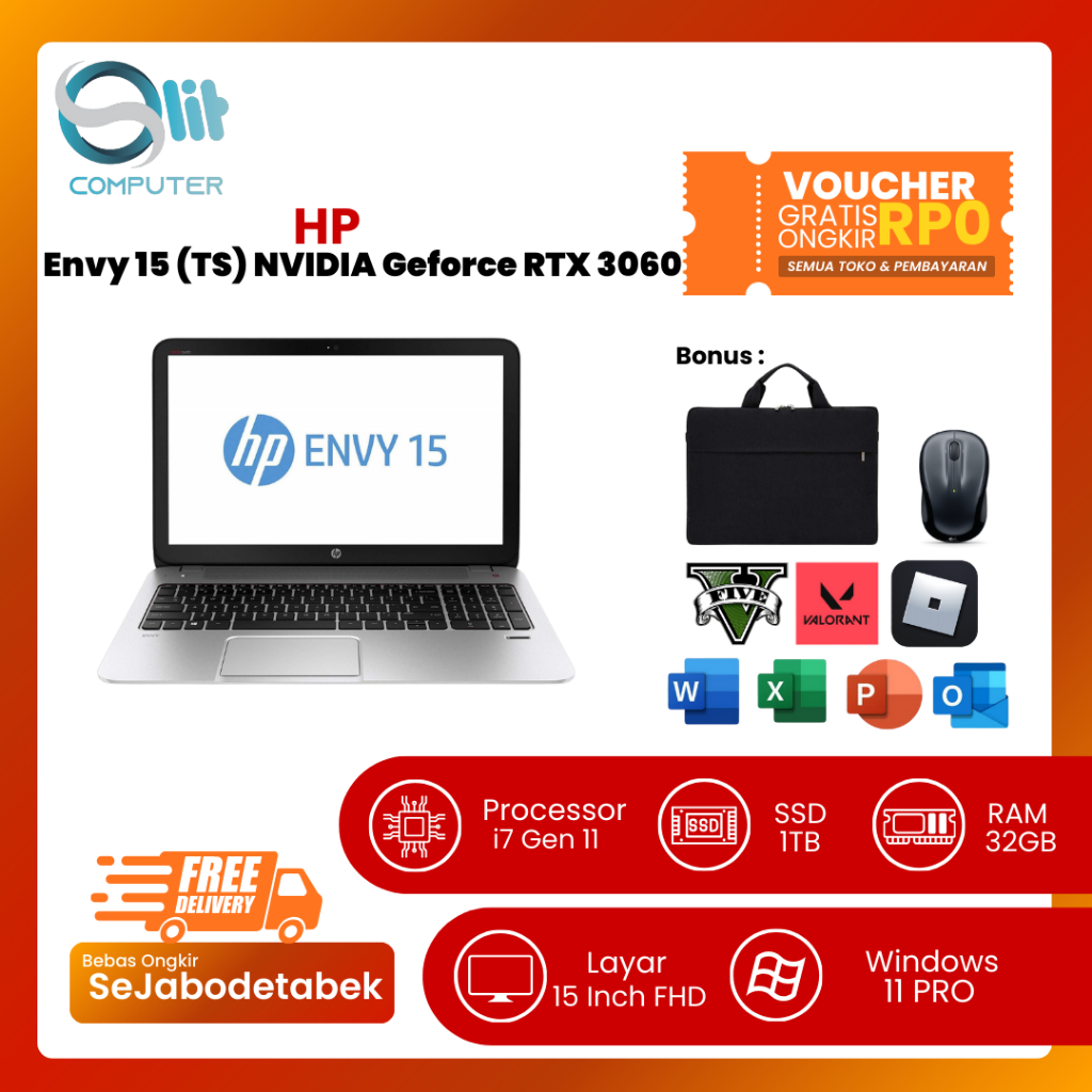 HP Envy 15 i7 11800H | 32GB | 1TB SSD | RTX 3060 | 4K Touchscreen | Laptop Premium