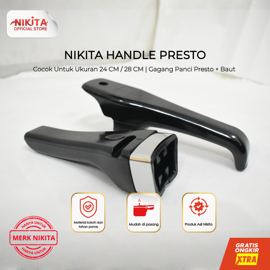 NIKITA Handle Presto Cocok Untuk Ukuran 24 CM / 28 CM | Gagang Panci Presto + Baut